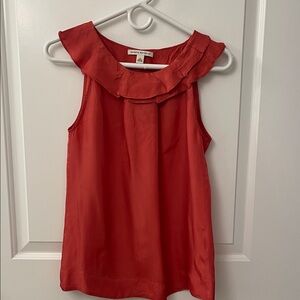 Banana Republic Vibrant Rusty Red Ruffle Neck Blouse
